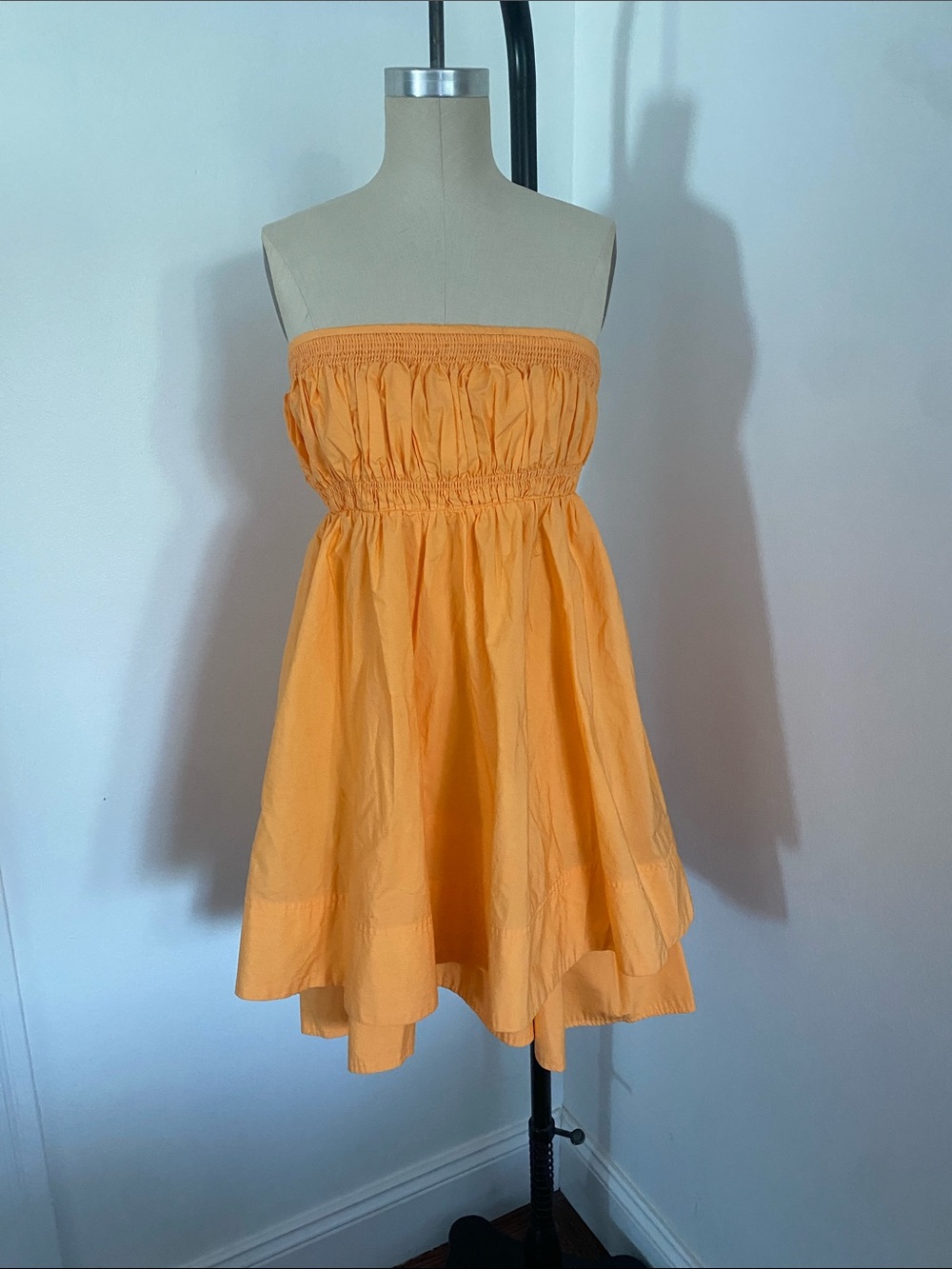 Anthropologie Strapless Orange Sundress with Smocked Bodice